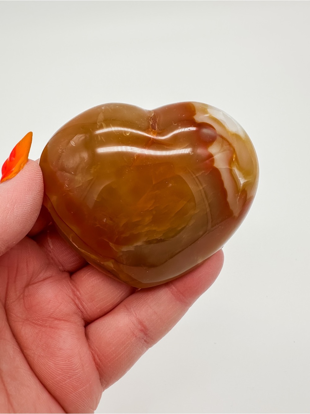 Polished Brown Carnelian Heart Palm Stone - Home Accent